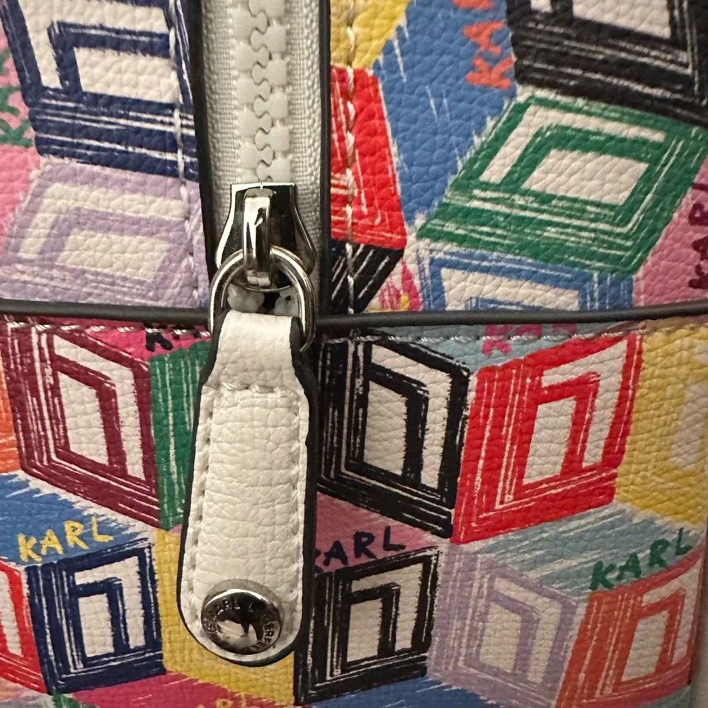 Karl Lagerfeld Paris Maybelle Mini Backpack Multicolor Geometric Cube Print